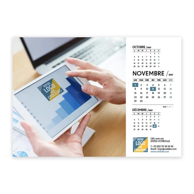 Calendrier chevalet A5 (21x15 cm) personnalisé - Logo intégré Réseau