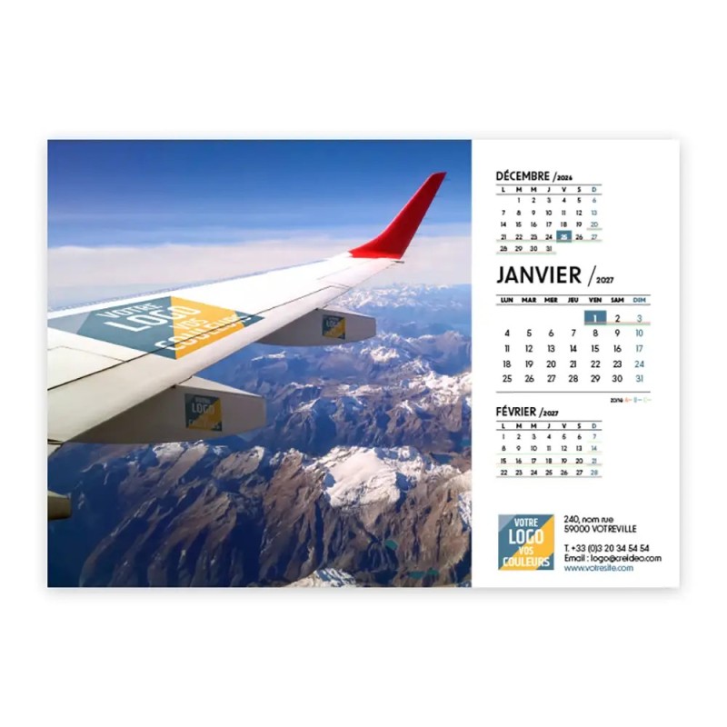 Calendrier chevalet A5 (21x15 cm) personnalisé - Logo intégré Voyage