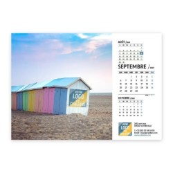 Calendrier chevalet A5 (21x15 cm) personnalisé - Logo intégré Voyage