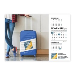 Calendrier chevalet A5 (21x15 cm) personnalisé - Logo intégré Voyage