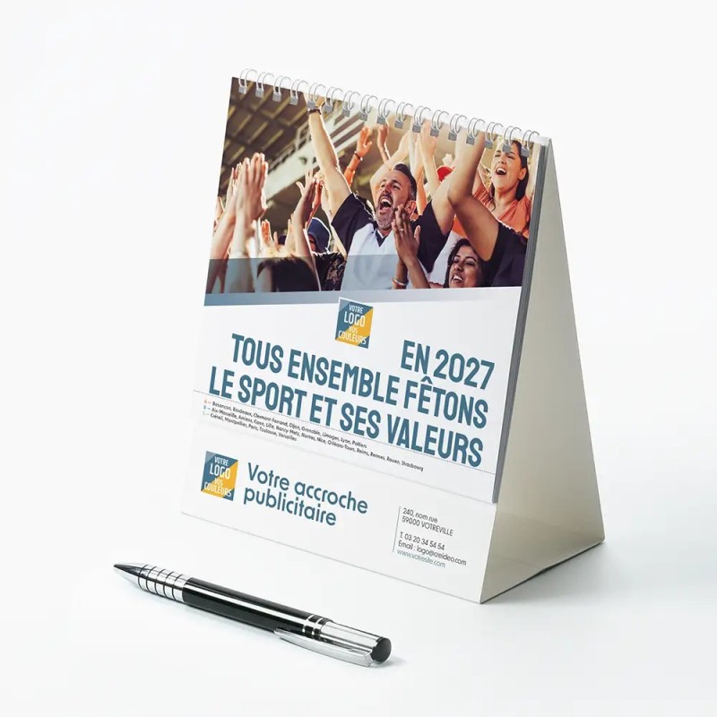 Calendrier chevalet intégral (15x18 cm) personnalisé - Citations sport