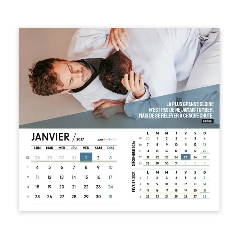 Calendrier chevalet intégral (15x18 cm) personnalisé - Citations sport