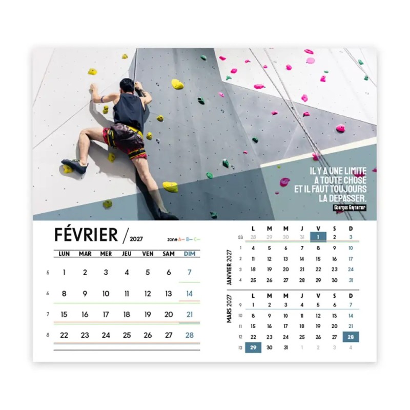 Calendrier chevalet intégral (15x18 cm) personnalisé - Citations sport