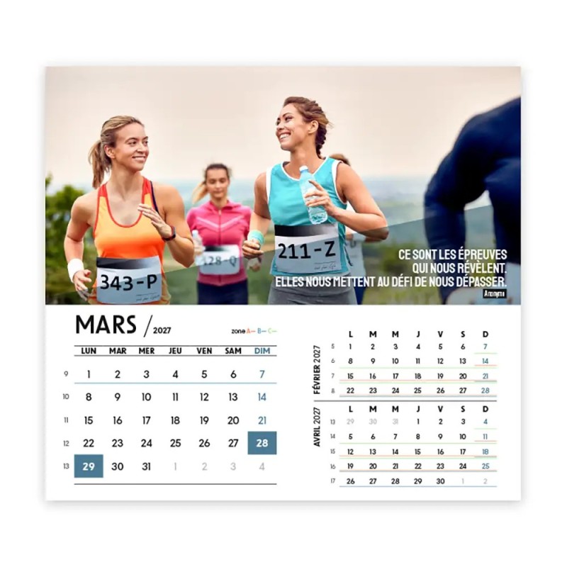 Calendrier chevalet intégral (15x18 cm) personnalisé - Citations sport