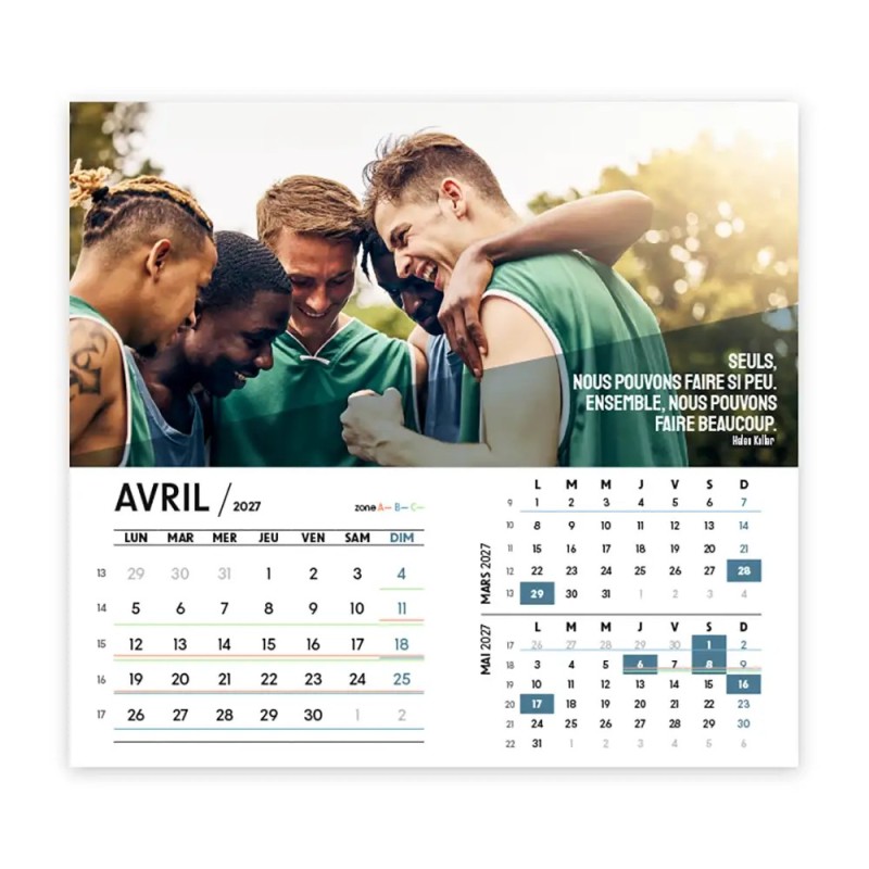 Calendrier chevalet intégral (15x18 cm) personnalisé - Citations sport