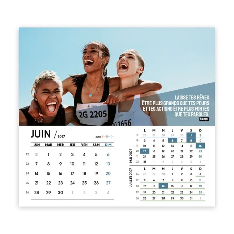 Calendrier chevalet intégral (15x18 cm) personnalisé - Citations sport