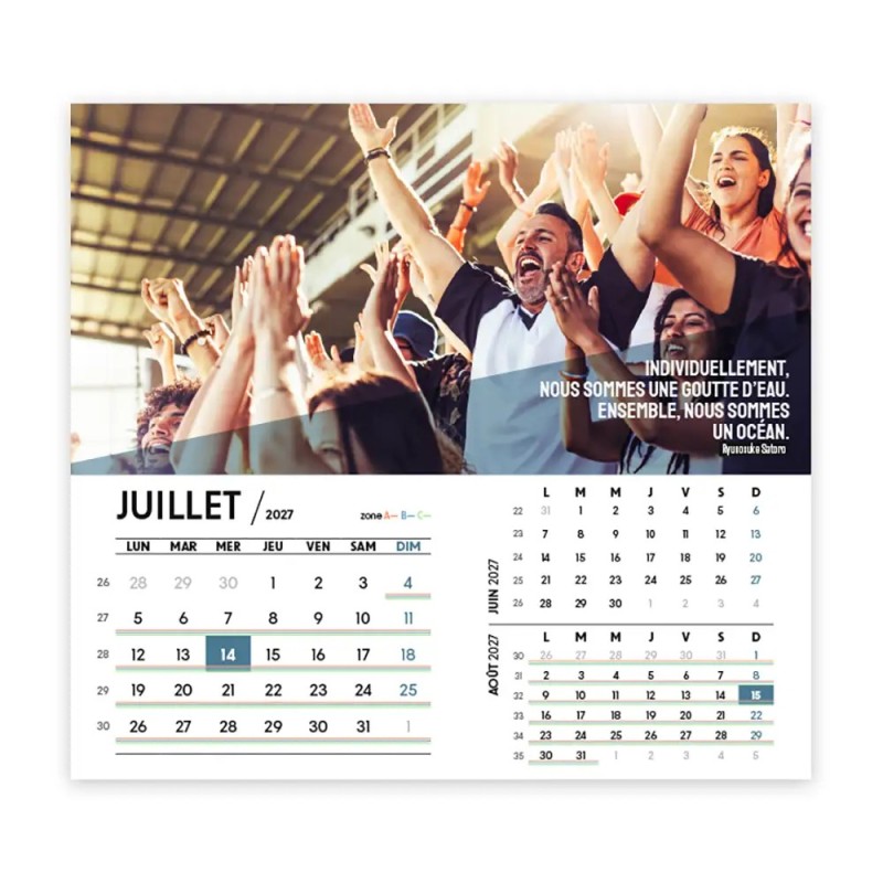 Calendrier chevalet intégral (15x18 cm) personnalisé - Citations sport