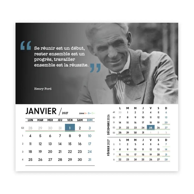 Calendrier chevalet intégral (15x18 cm) personnalisé - Citations 2