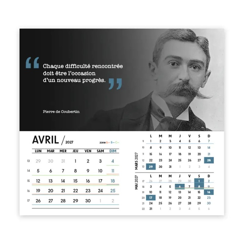 Calendrier chevalet intégral (15x18 cm) personnalisé - Citations 2