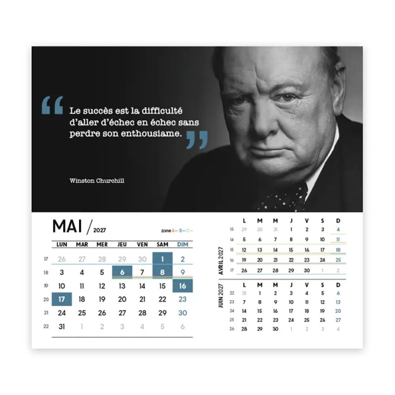 Calendrier chevalet intégral (15x18 cm) personnalisé - Citations 2