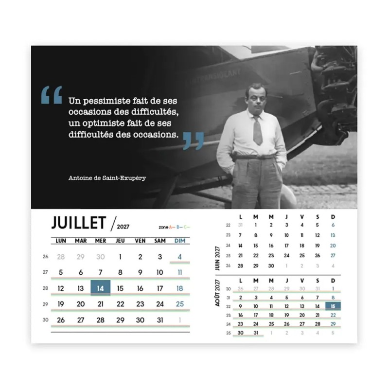 Calendrier chevalet intégral (15x18 cm) personnalisé - Citations 2