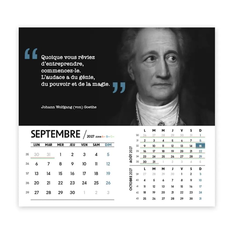 Calendrier chevalet intégral (15x18 cm) personnalisé - Citations 2