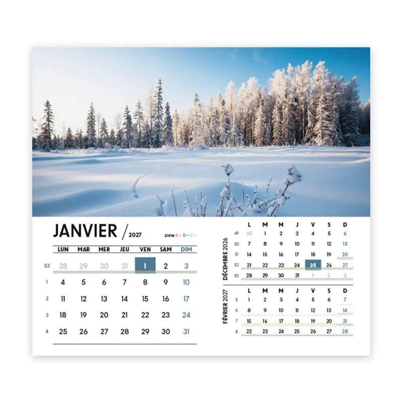 Calendrier chevalet intégral (15x18 cm) personnalisé - Nature