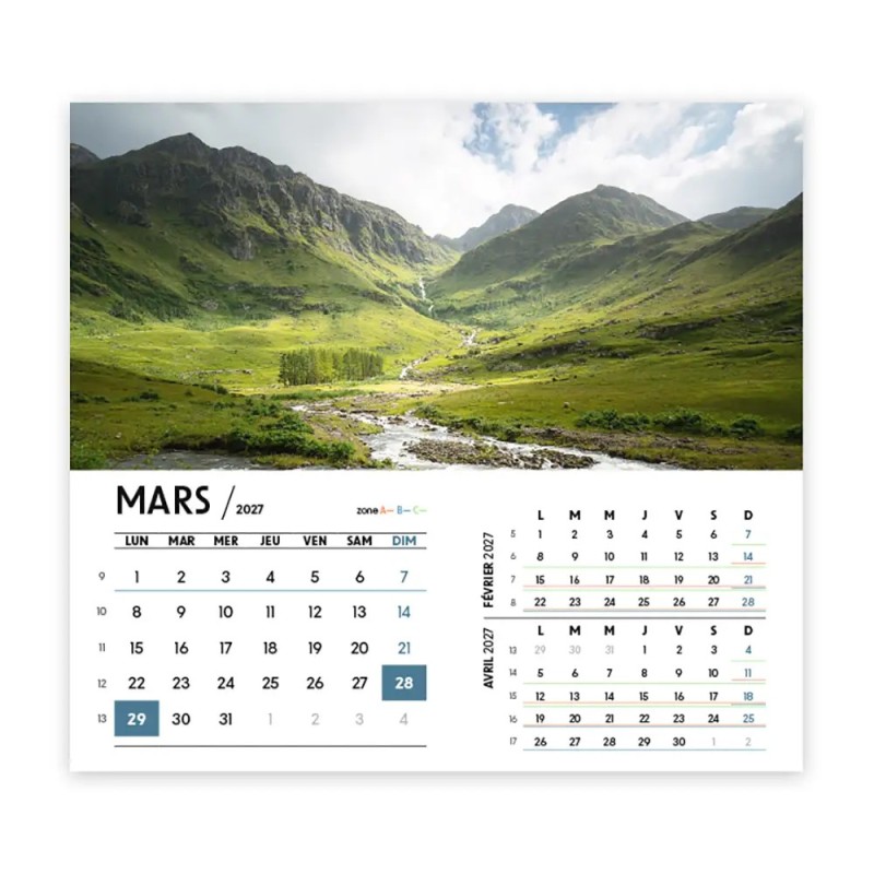Calendrier chevalet intégral (15x18 cm) personnalisé - Nature