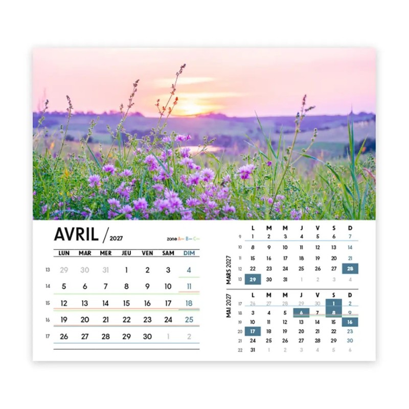 Calendrier chevalet intégral (15x18 cm) personnalisé - Nature