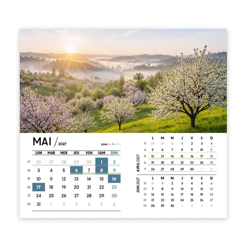 Calendrier chevalet intégral (15x18 cm) personnalisé - Nature