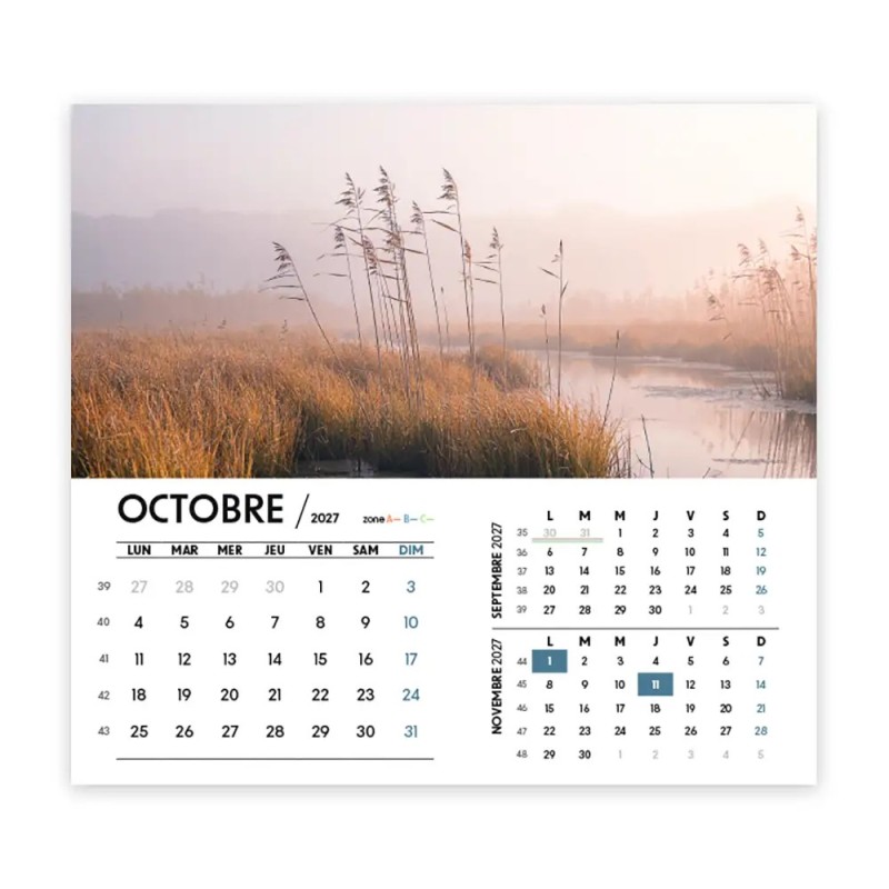 Calendrier chevalet intégral (15x18 cm) personnalisé - Nature