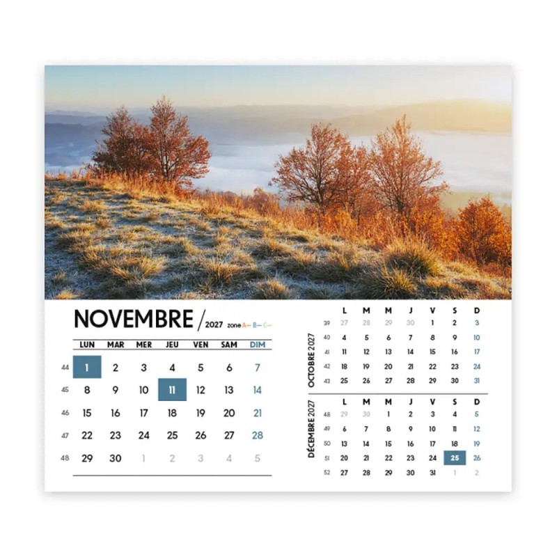 Calendrier chevalet intégral (15x18 cm) personnalisé - Nature