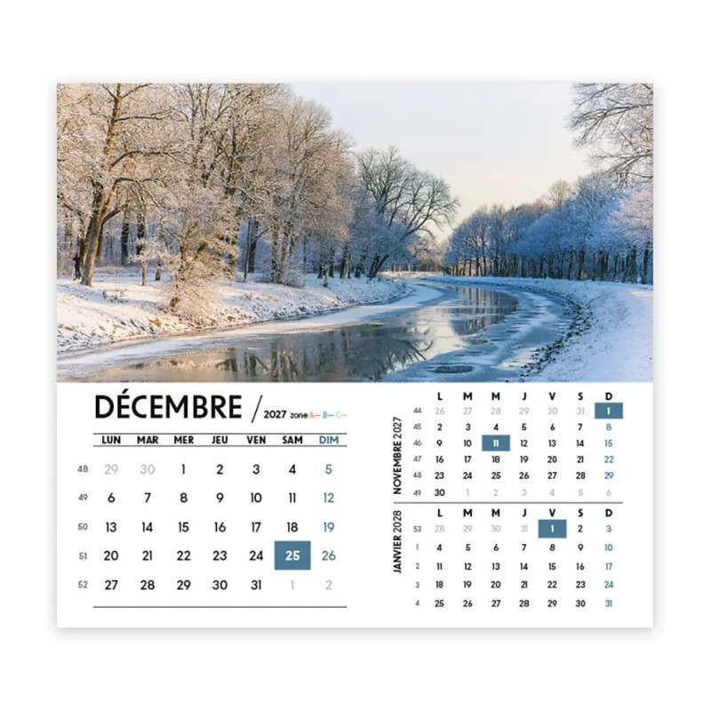 Calendrier chevalet intégral (15x18 cm) personnalisé - Nature