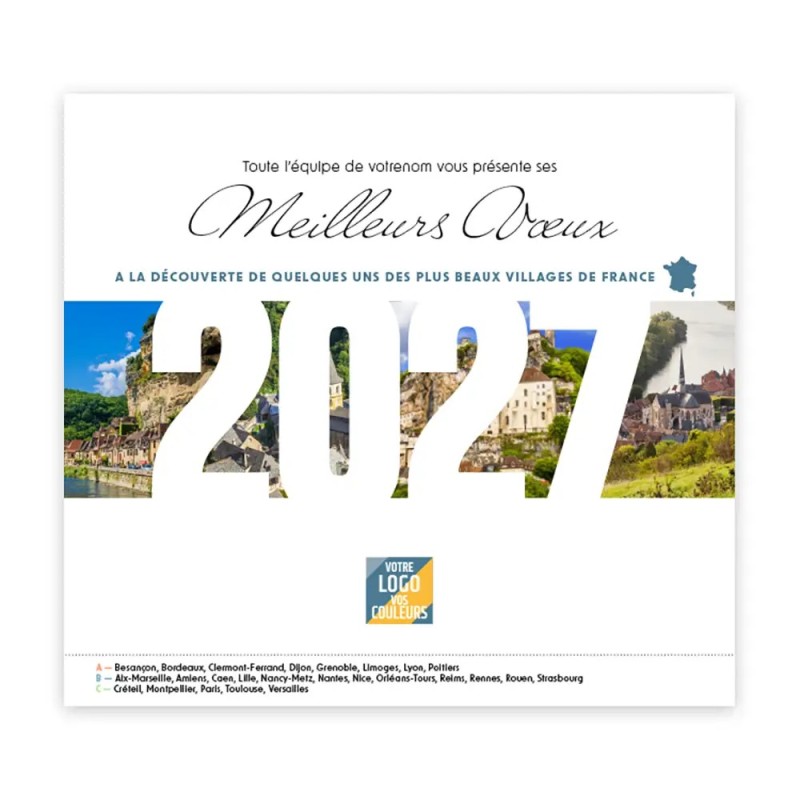 Calendrier chevalet intégral (15x18 cm) personnalisé - Villages de France