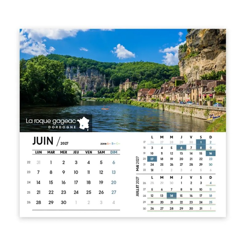 Calendrier chevalet intégral (15x18 cm) personnalisé - Villages de France