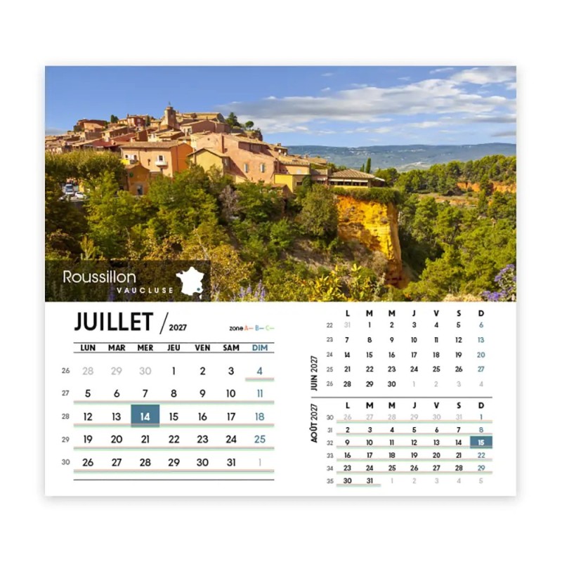 Calendrier chevalet intégral (15x18 cm) personnalisé - Villages de France