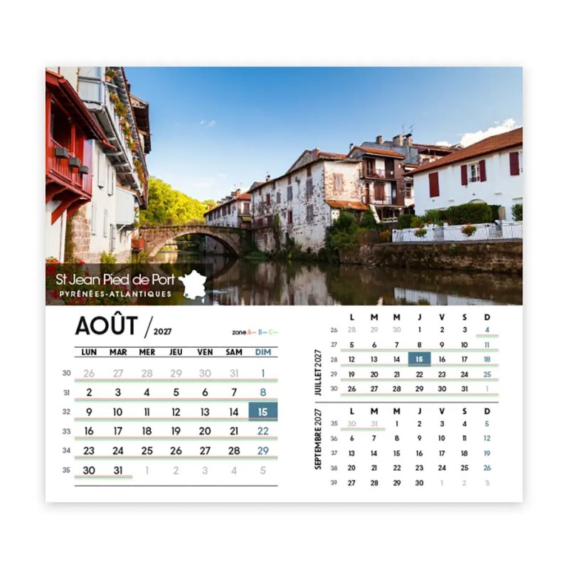 Calendrier chevalet intégral (15x18 cm) personnalisé - Villages de France