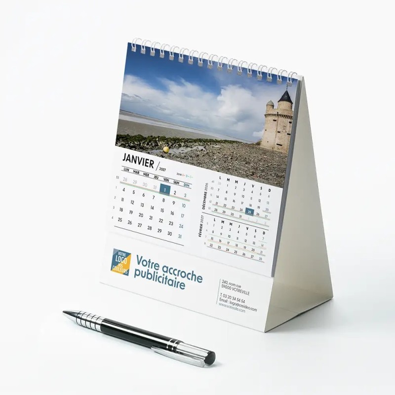Calendrier chevalet intégral (15x18 cm) personnalisé - Littoral