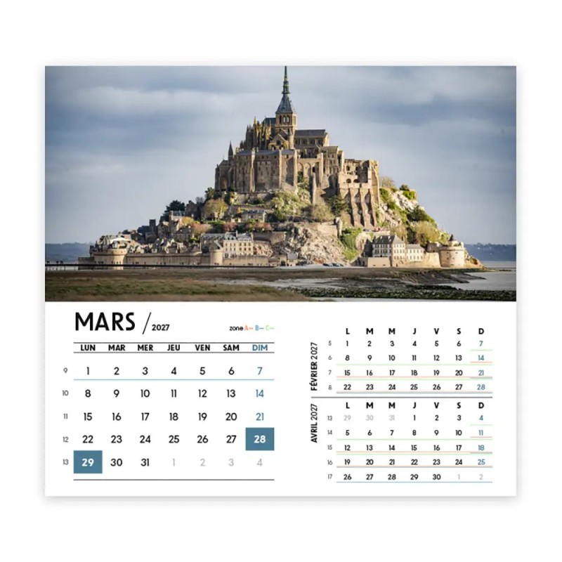 Calendrier chevalet intégral (15x18 cm) personnalisé - Littoral