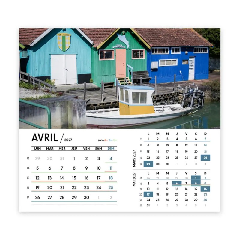 Calendrier chevalet intégral (15x18 cm) personnalisé - Littoral