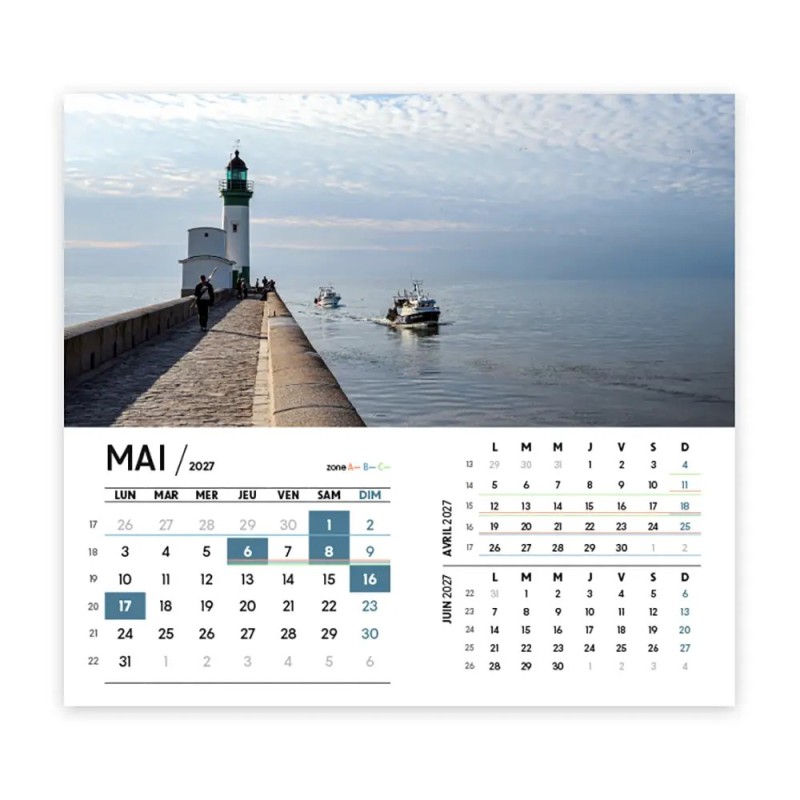 Calendrier chevalet intégral (15x18 cm) personnalisé - Littoral