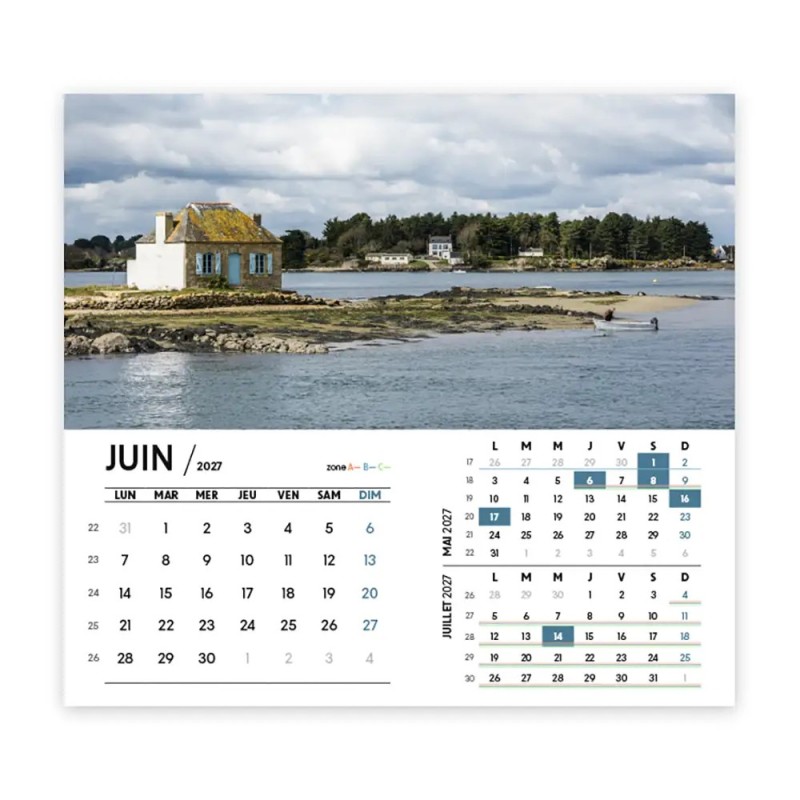 Calendrier chevalet intégral (15x18 cm) personnalisé - Littoral