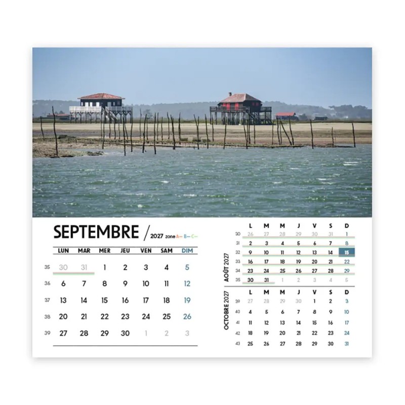 Calendrier chevalet intégral (15x18 cm) personnalisé - Littoral