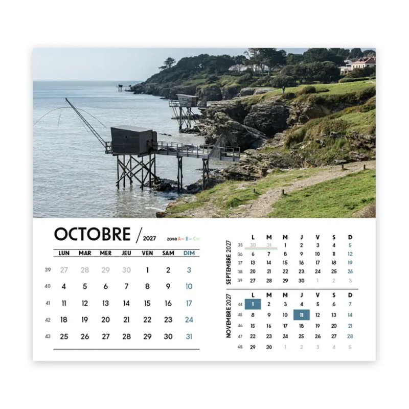 Calendrier chevalet intégral (15x18 cm) personnalisé - Littoral