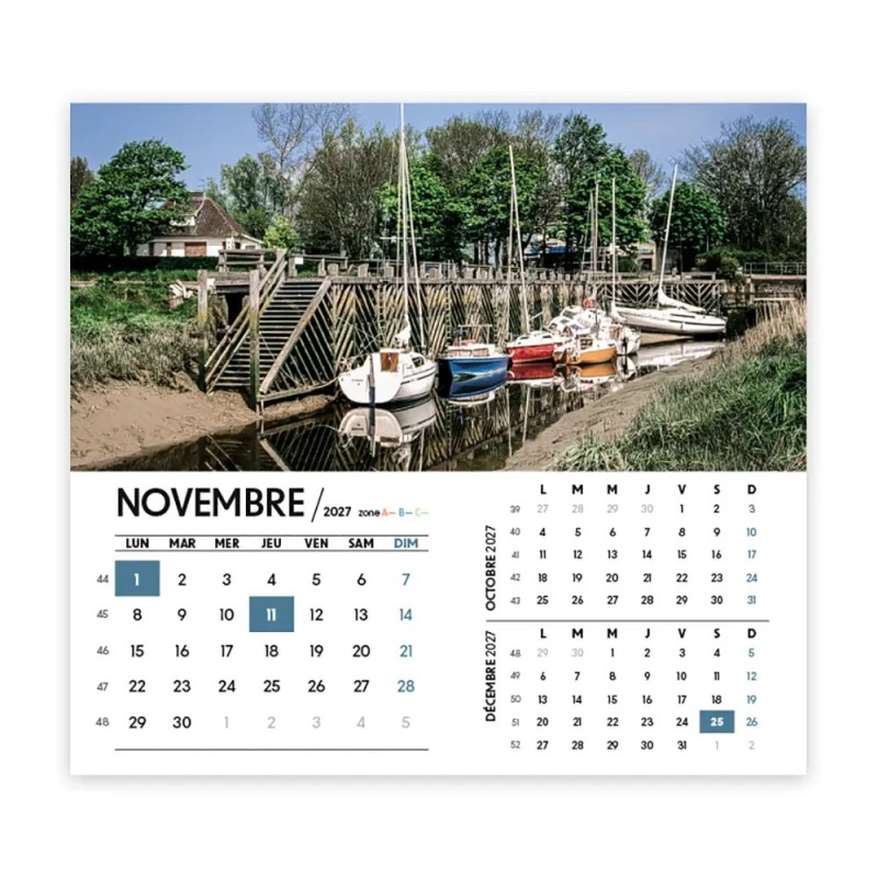 Calendrier chevalet intégral (15x18 cm) personnalisé - Littoral