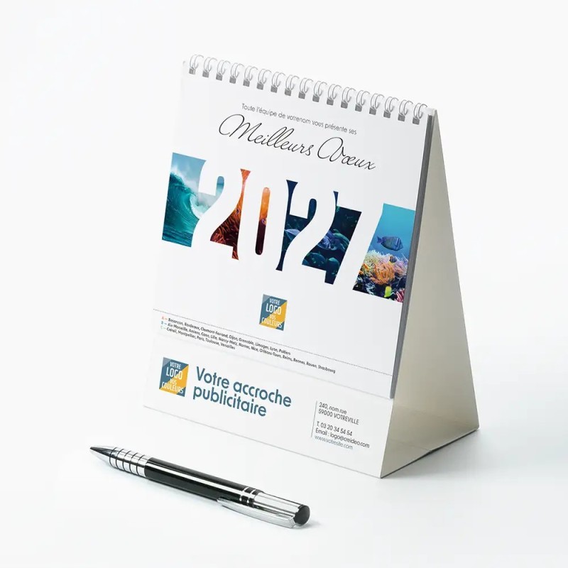 Calendrier chevalet intégral (15x18 cm) personnalisé - Océan
