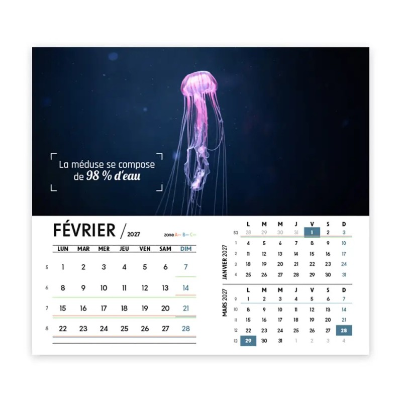 Calendrier chevalet intégral (15x18 cm) personnalisé - Océan