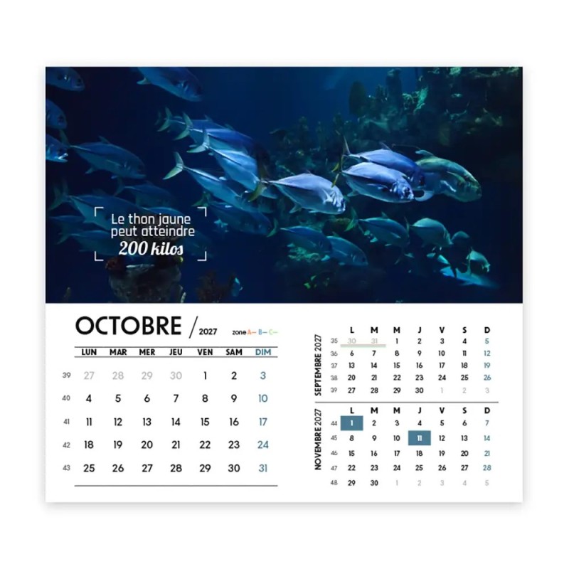 Calendrier chevalet intégral (15x18 cm) personnalisé - Océan