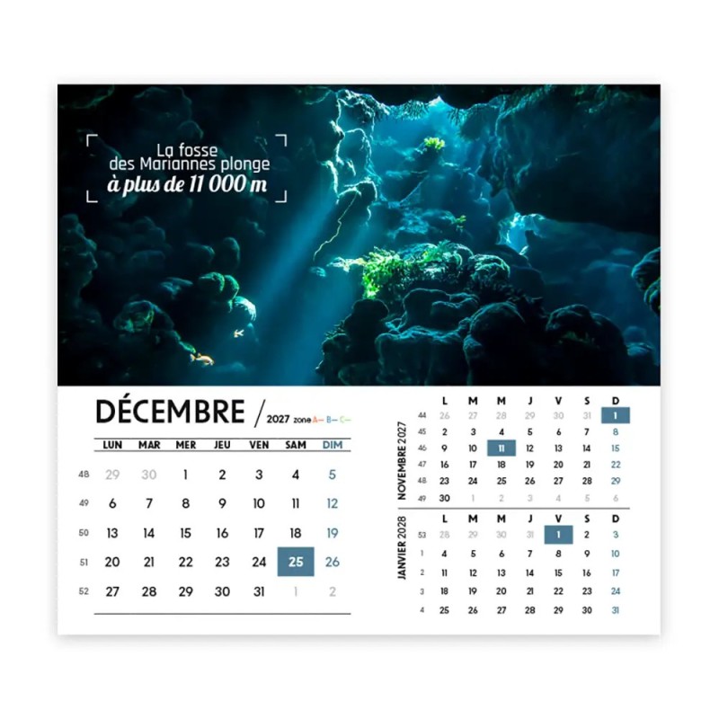 Calendrier chevalet intégral (15x18 cm) personnalisé - Océan