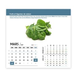 Calendrier chevalet intégral (15x18 cm) personnalisé - Fruits et légumes