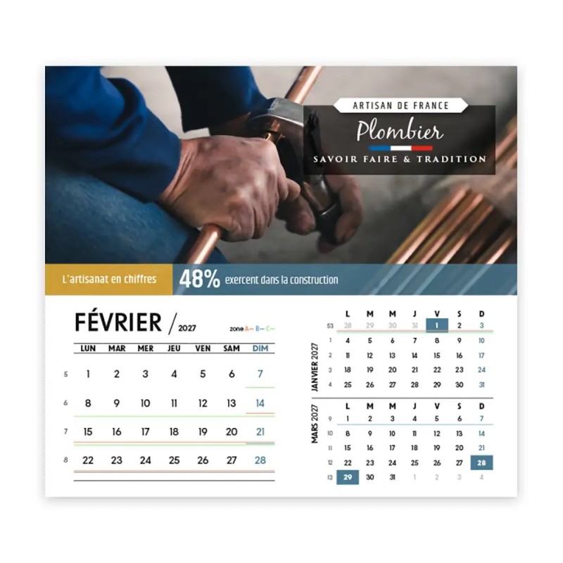 Calendrier chevalet intégral (15x18 cm) personnalisé - Artisans