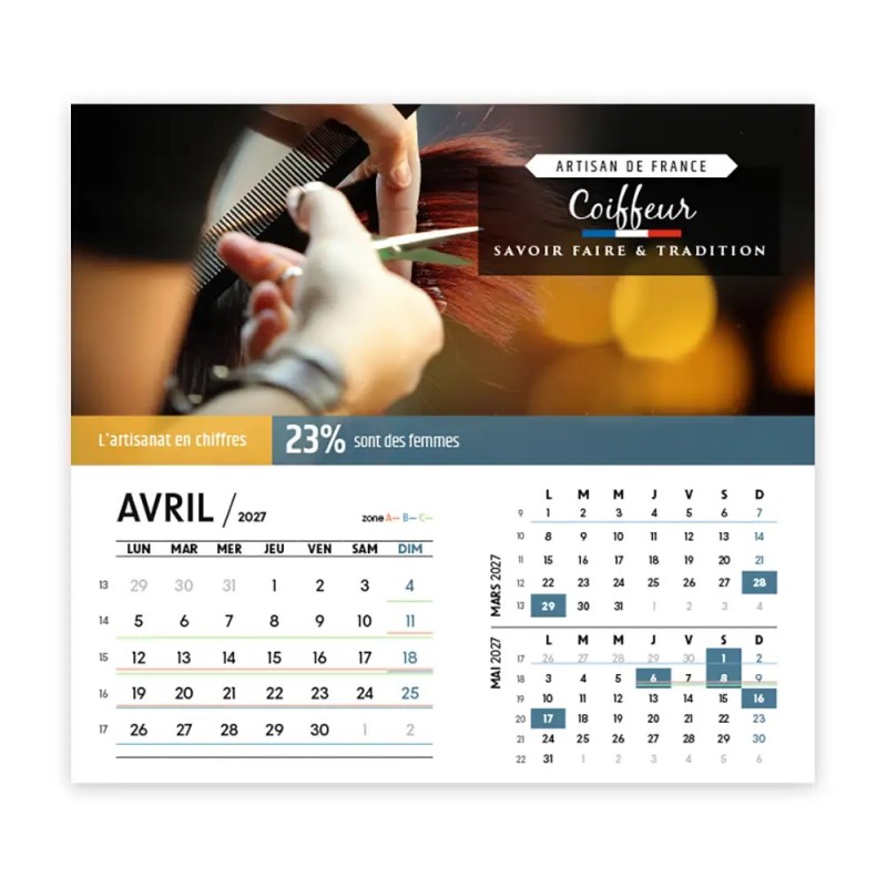 Calendrier chevalet intégral (15x18 cm) personnalisé - Artisans