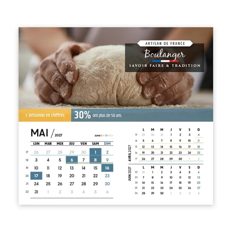 Calendrier chevalet intégral (15x18 cm) personnalisé - Artisans