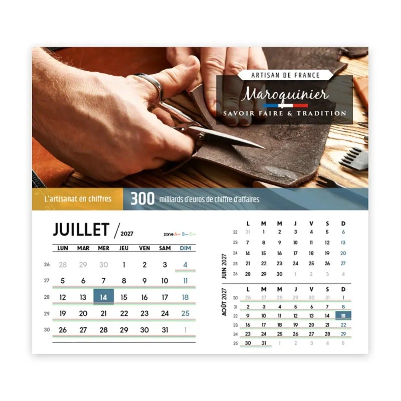 Calendrier chevalet intégral (15x18 cm) personnalisé - Artisans