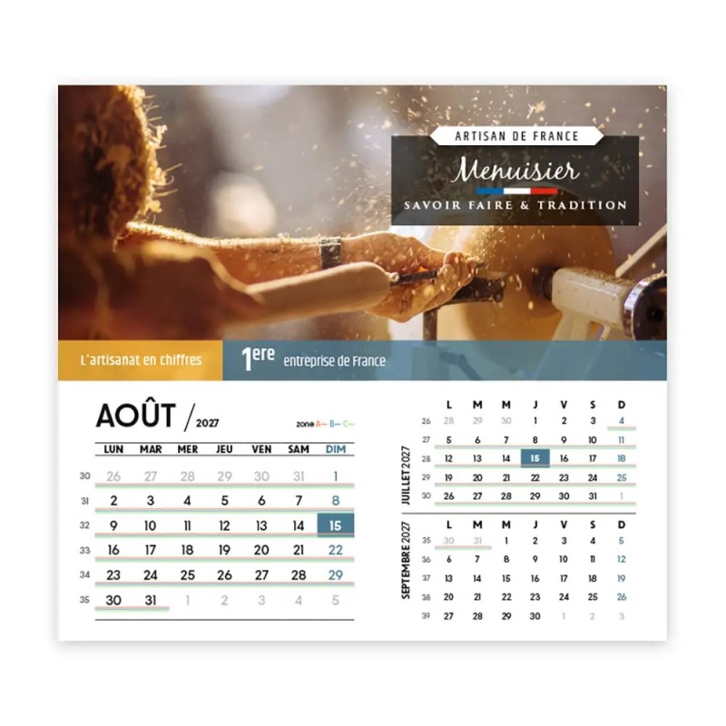 Calendrier chevalet intégral (15x18 cm) personnalisé - Artisans