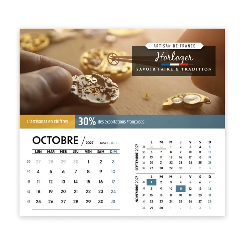 Calendrier chevalet intégral (15x18 cm) personnalisé - Artisans