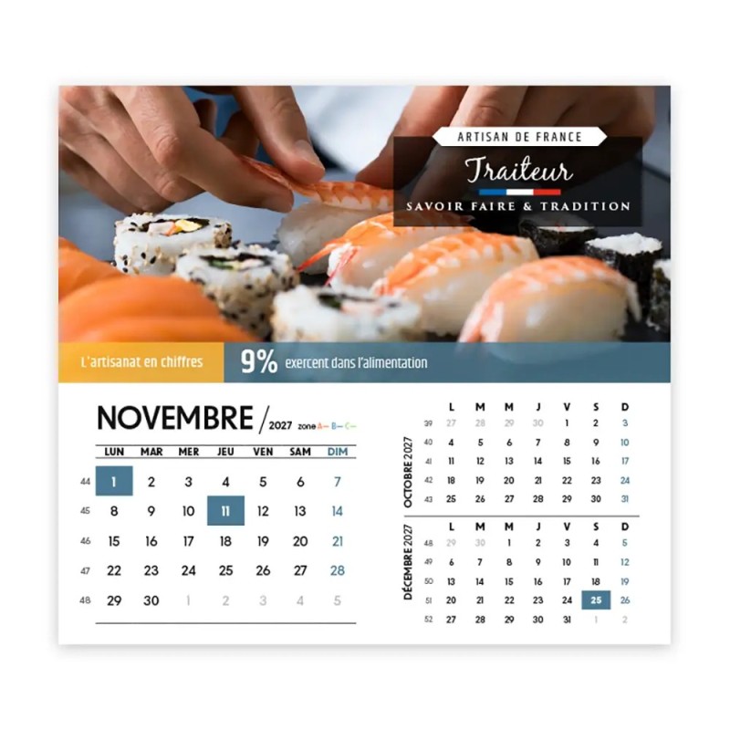Calendrier chevalet intégral (15x18 cm) personnalisé - Artisans