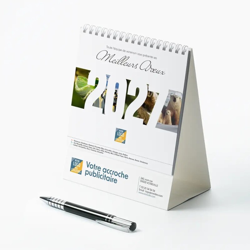 Calendrier chevalet intégral (15x18 cm) personnalisé - Faune