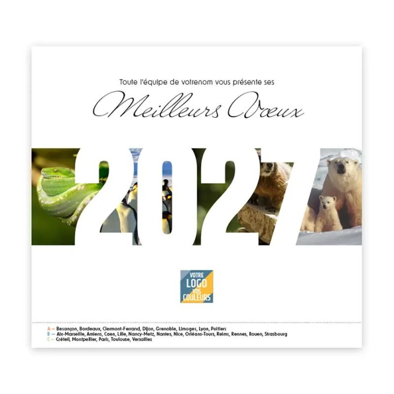 Calendrier chevalet intégral (15x18 cm) personnalisé - Faune