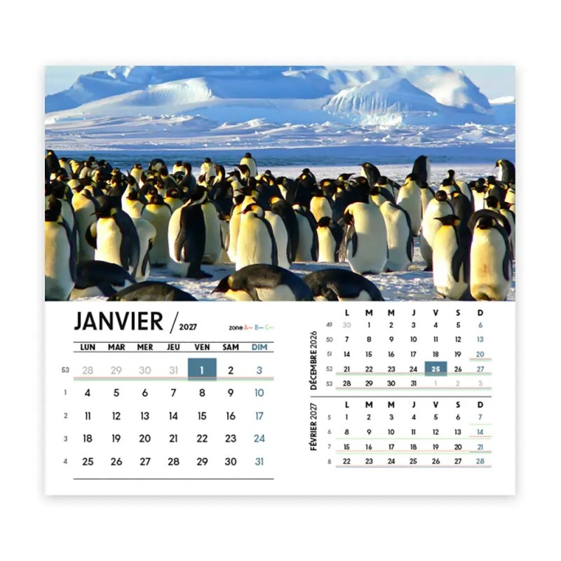 Calendrier chevalet intégral (15x18 cm) personnalisé - Faune